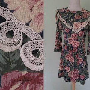 Vintage/1980’s/Floral day dress/Petite size 8-10