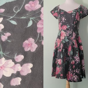 Vintage/1980s/Floral Dress/Petite Size 10
