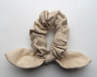 Beige Bow Scrunchie