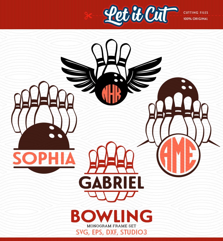 Download Bowling SVG Monogram Frames SVG Eps Dxf Studio3 Balls and ...