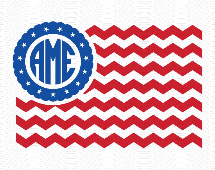 Download Chevron American Flag Monogram Frame (Svg Eps Dxf Studio3 ...