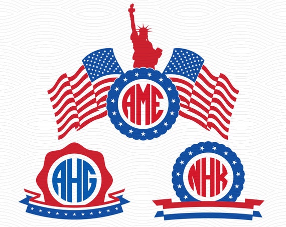Download American Flag Monogram Svg Eps Dxf Studio3 USA Liberty Cut ...