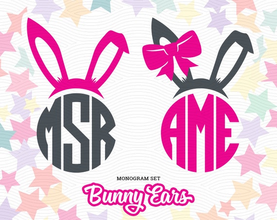 Download Bunny Ears with a Bow Monogram Frames SVG EPS DXF Studio3 ...