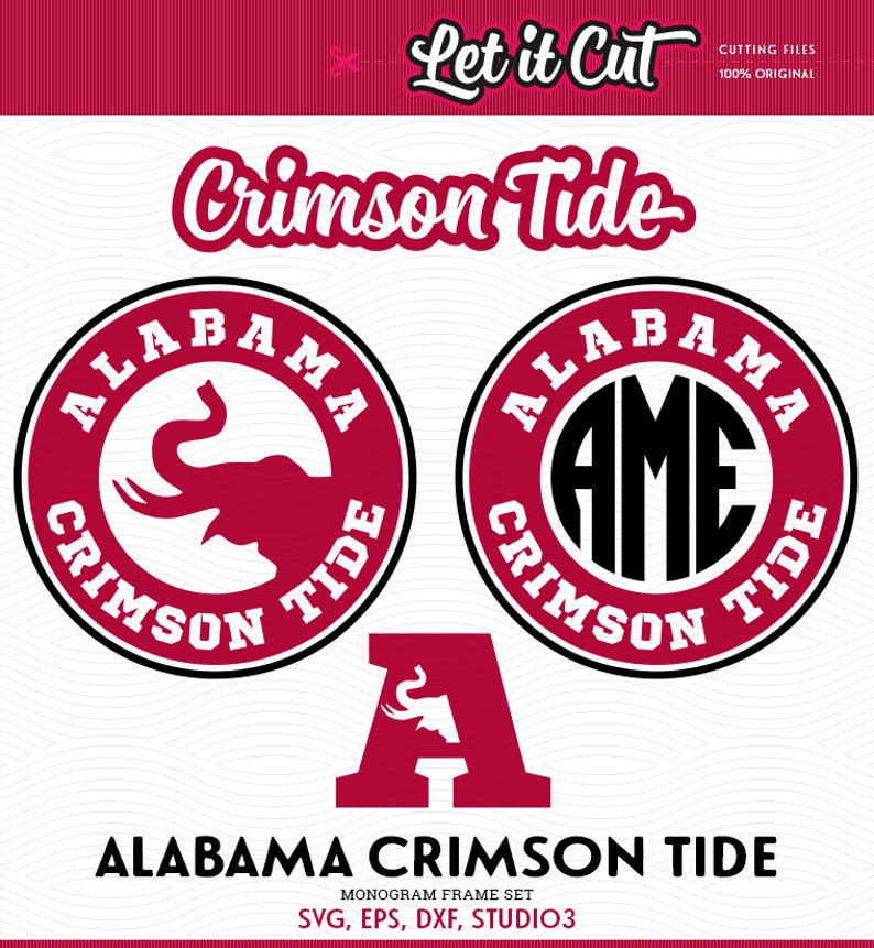 Alabama Crimson Tide Monogram Frame Svg Eps Dxf Studio3 Image 0