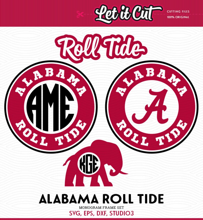 Alabama Roll Tide Monogram Frames Svg Eps Dxf Studio3 Cut Image 0
