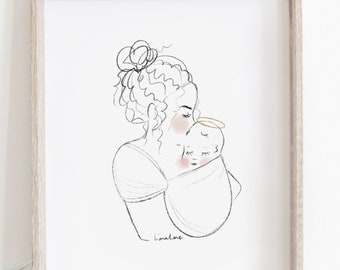 Curly Hair Bun Art Etsy