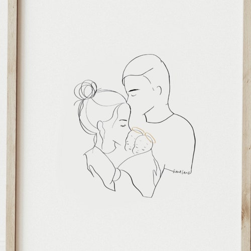 DIGITAL DOWNLOAD Family Portrait Line Art Twins Mom Dad and - Etsy