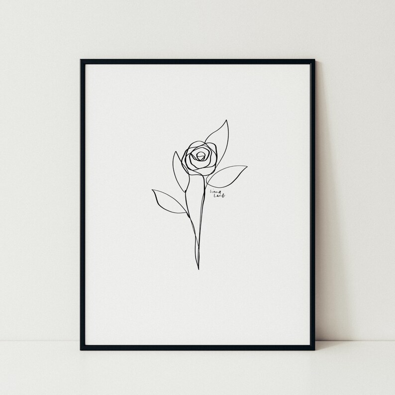 June Birth Flower Rose Drawing Floral Line Art Physical - Etsy