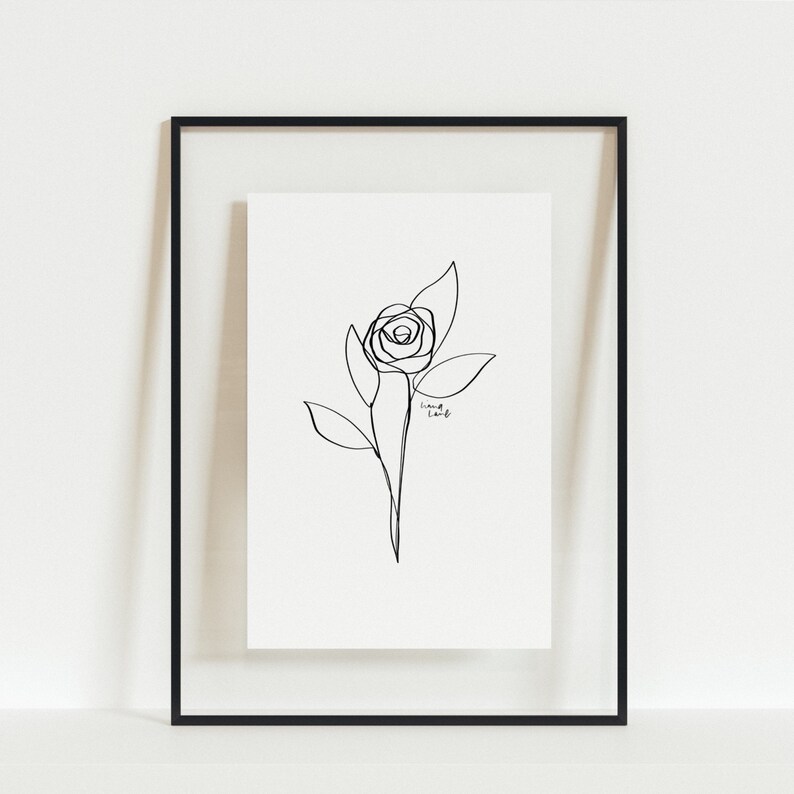 June Birth Flower Rose Drawing Floral Line Art Physical - Etsy