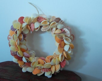 FREE SHIP Shell Wreath - 16 inches - Natural from Sea - Assorted Seashells Coastal Beach Home Hanging Door Wall Decor Wedding Supply Crafts