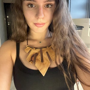 Brown Wood Necklace Wide Bib Chunky Accessory Wood Anniversary Gift Bold Statement Necklace