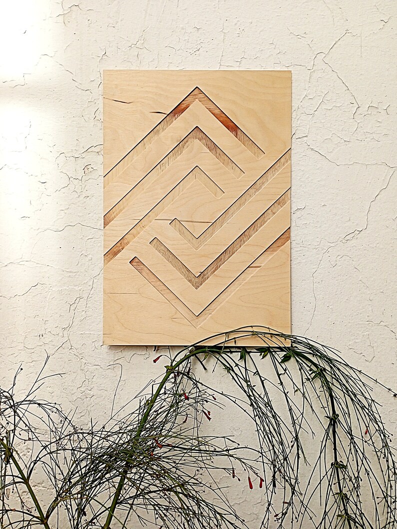 Abstract Rhombus Geometric Vertical Wooden Wall Decor Free Etsy