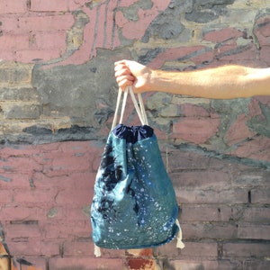 Mochila com cordão, estampa de Batik e cera africana, bolsa forrada de algodão