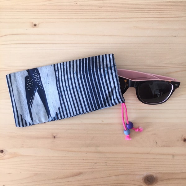 Sunglasses case soft pouch wax print batik cotton pink cord ANNIBALE CYCLING
