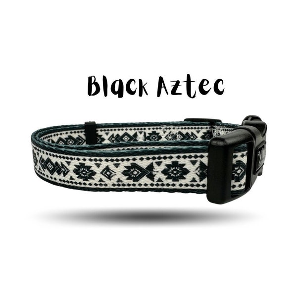 Black and White Dog Collar / Aztec Dog Collar / Dog Collar Small / Girl Dog Collar /  Navajo Dog Collar / Heavy Duty Dog Collar