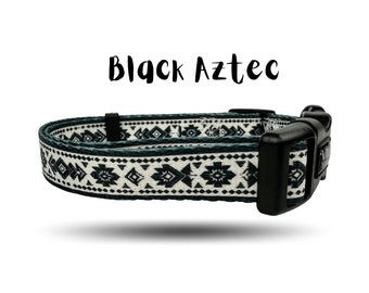 Black and White Dog Collar / Aztec Dog Collar / Dog Collar Small / Girl Dog Collar /  Navajo Dog Collar / Heavy Duty Dog Collar