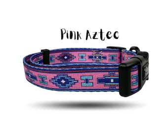 Pink Aztec Dog Collar / Dog Collar Aztec / Mexican Dog Collar  / Girl Dog Collar /  Boy Dog Collar / Heavy Duty Dog Collar