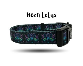 Lotus Dog Collar / Dog Collar Neon Lotus / Flower Dog Collar  / Girl Dog Collar /  Boy Dog Collar / Heavy Duty Dog Collar