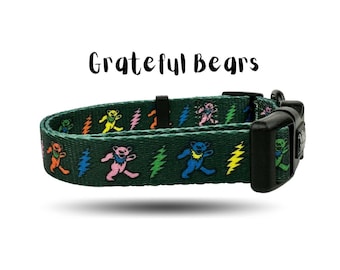 Grateful Dead Dog Collar / Dancing Bears Dog Collar / 13-point Bolt Dog Collar  / Girl Dog Collar /  Boy Dog Collar / Heavy Duty Dog Collar