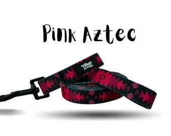 Roze Azteekse hondenriem, riem met patroon voor kleine honden