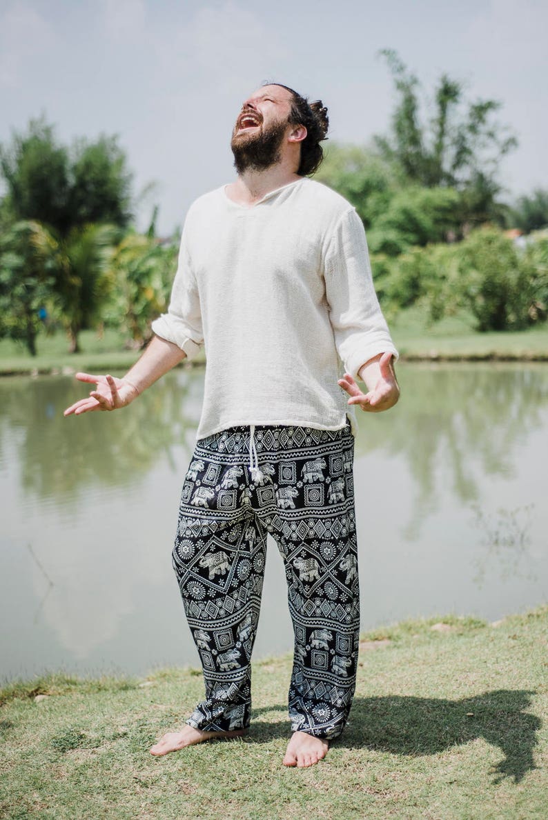 Black Elephant pants Hippie Pants Boho Pants Thai Pants Elephant Pants Festival Pants Music Festival Pants Men pants