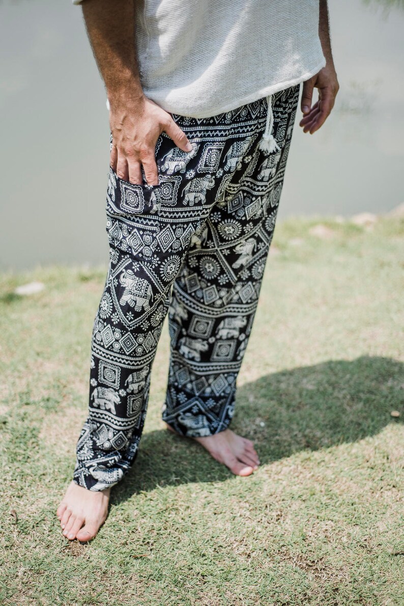 Black Elephant pants Hippie Pants Boho Pants Thai Pants Elephant Pants Festival Pants Music Festival Pants Men pants
