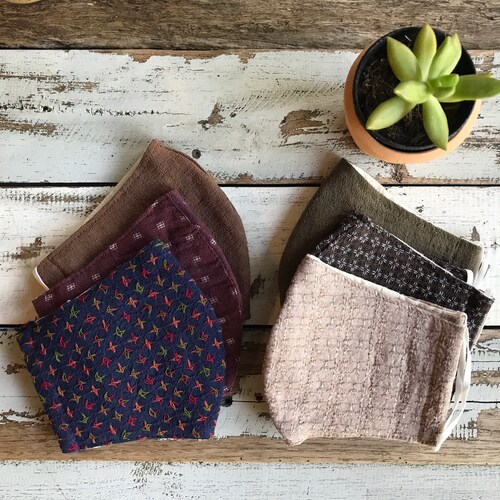 6-Pack Face Masks / Face Masks with Filter Pocket / Cotton Face Mask / Reusable Face Mask / Face Mask Earth Tone / Face Mask Washable