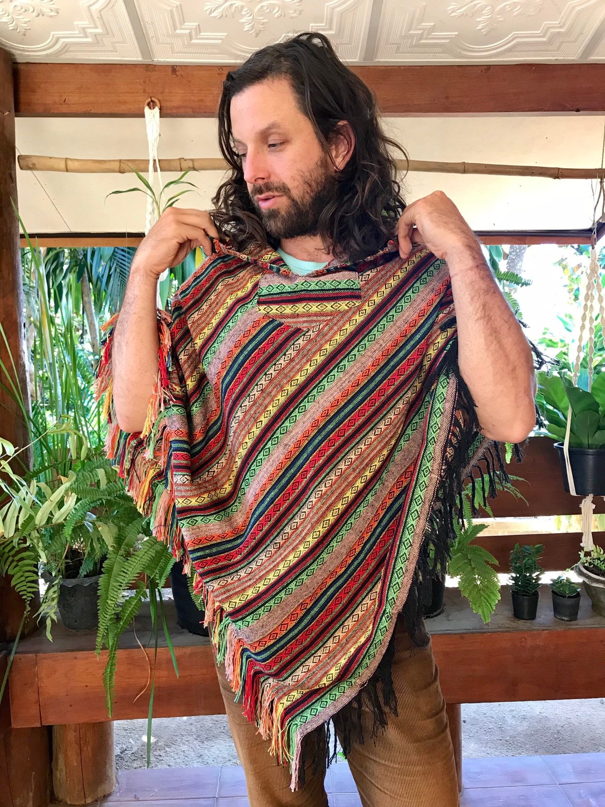 Poncho for Men // Poncho // Mens Ponchos // Mens Festival Etsy