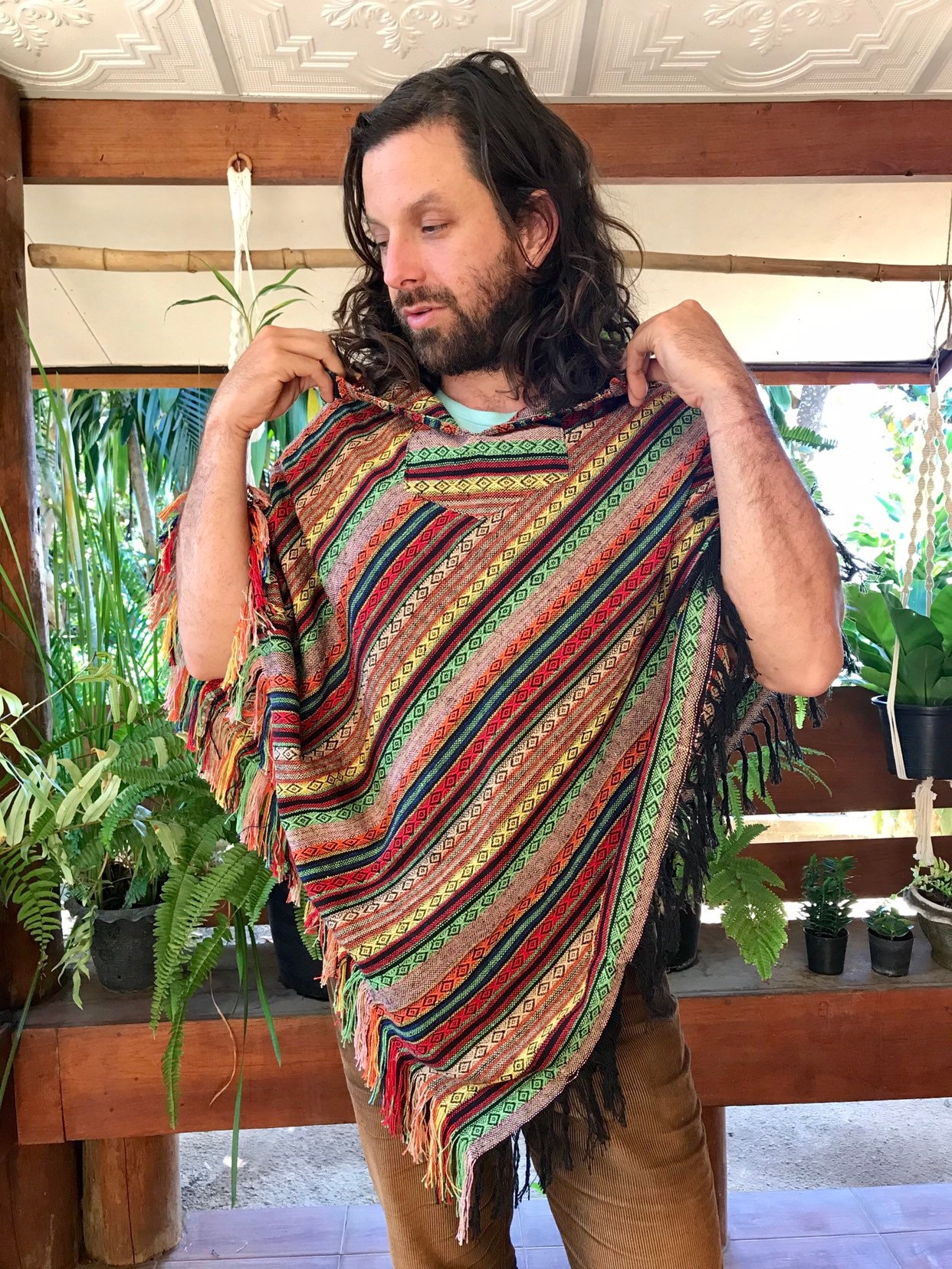 Poncho for Men // Poncho // Mens Ponchos // Mens Festival - Etsy