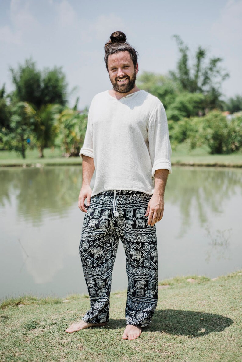 Black Elephant pants Hippie Pants Boho Pants Thai Pants Elephant Pants Festival Pants Music Festival Pants Men pants