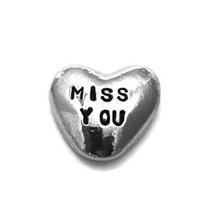 MISS YOU heart shaped pewter pebble, hand stamped pocket hug token, personalised long distance letterbox gift for loved one, Father&#39;s Day