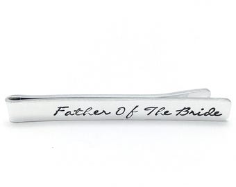 Father of the Bride Tie Bar: Hand Stamped Wedding Keepsake