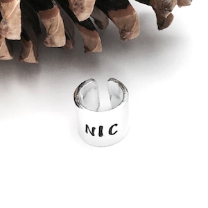 Personalised Dreadlock Bead, Loc Jewellery, Viking Hair Cuff, Hand Stamped Beard Accessories, Aluminium or Copper, Dread Cuff