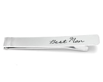 Best Man Tie Clip, Hand Stamped Best Man Gift, Wedding Tie Clip, Gift for Best Man, Aluminium Tie Bar, wedding Party Keepsake