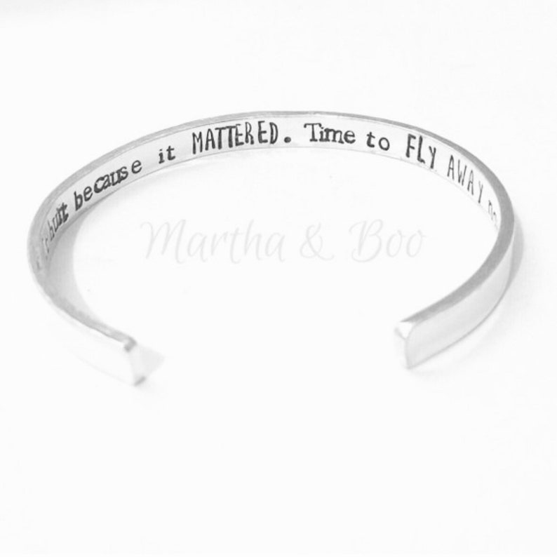 Handstamped Semicolon Slim Bangle in Various Sizes, Optional Personalised Hidden Message, Customised Cuff Bracelet, Mental Health Awareness image 2