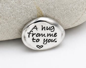 Pewter Pocket Hug, A Hug From Me To You, Keepsake Pebble, Thinking of You, Comfort Token, Friendship Keepsake