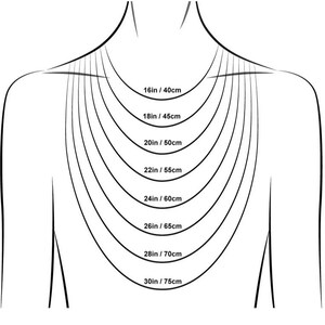 a diagram of a person's neck and chest, showing chain lengths