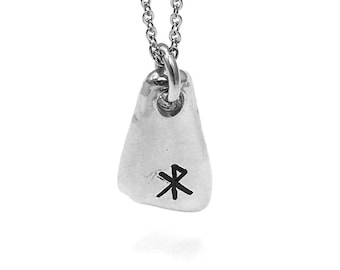 Viking Bindrune Love Symbol Necklace – Hand-Stamped Pewter Pendant Inspired by Ancient Runes