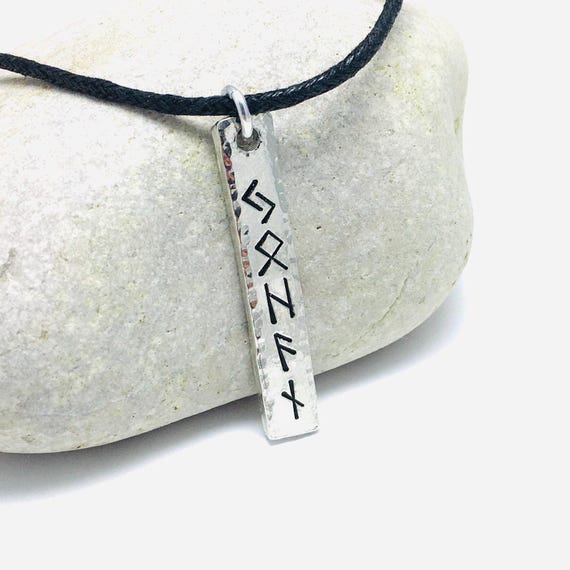 Viking rune pendant personalised with name, Elder Futhark pewter jewelry, runic necklace for men, custom old norse necklace, nordic pagan