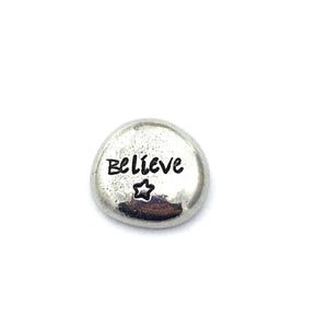 Pewter pebble, send a pocket hug, letterbox gift, hand stamped custom token, personalised positive inspiration message, friend gift, believe
