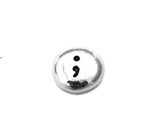 Semicolon Worry Stone, Hand Stamped Pewter Pocket Token, Hope & Strength Keepsake, Mental Health Gift, Inspirational Pebble, Recovery Gift