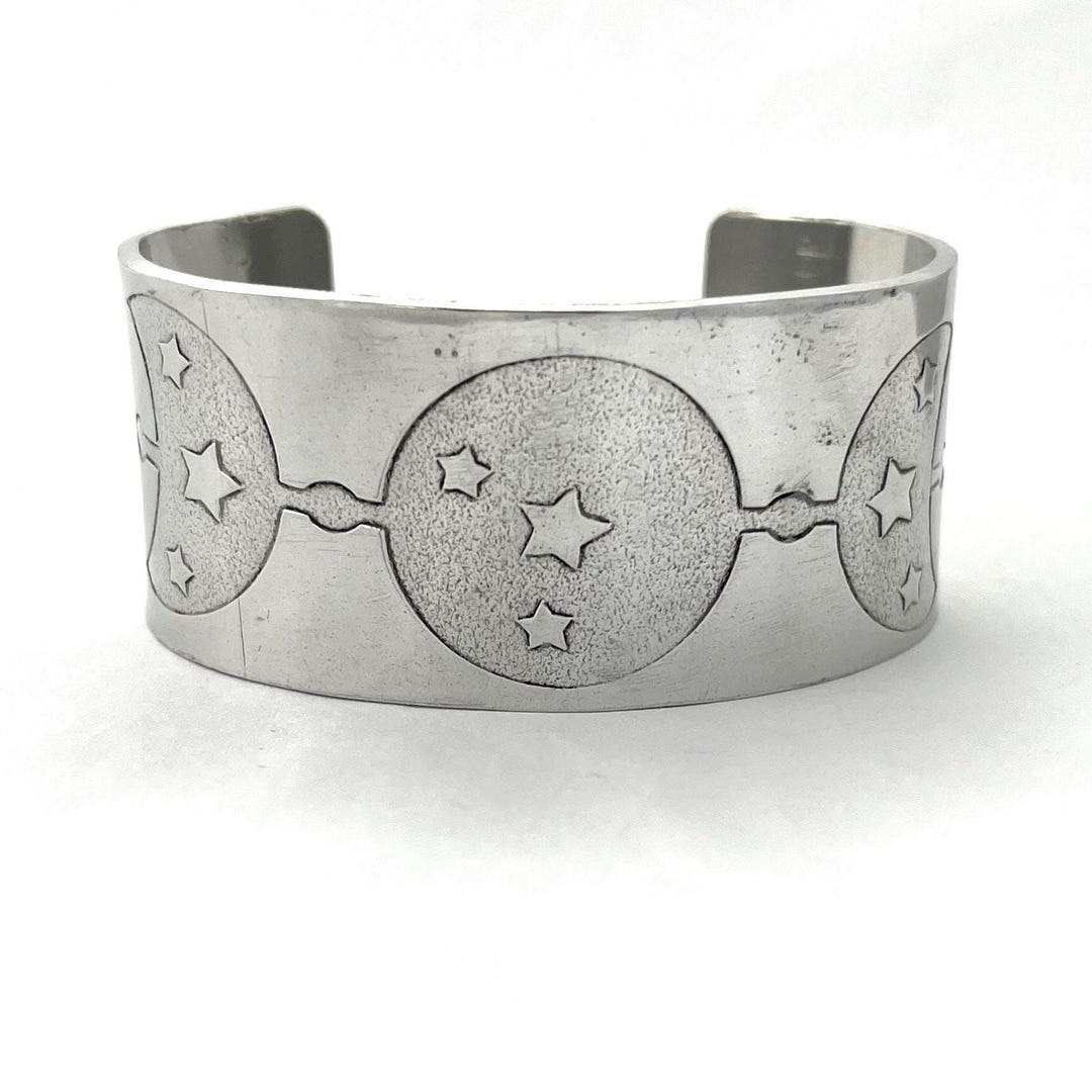 Embossed Moon Phase Aluminium Cuff Bangle: Gothic Pagan Jewellery - Etsy Japan