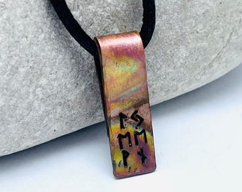 Personalised Copper Rune Pendant, Custom Elder Futhark Necklace, Viking Rune Talisman, Hand Stamped Pagan Jewellery, Norse Gift, Witch Gift