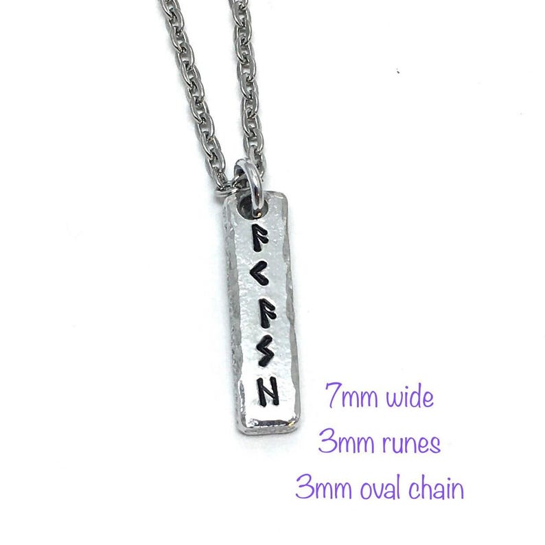 Viking rune pendant personalised with name, Elder Futhark pewter jewelry, runic necklace for men, custom old norse necklace, nordic pagan image 5