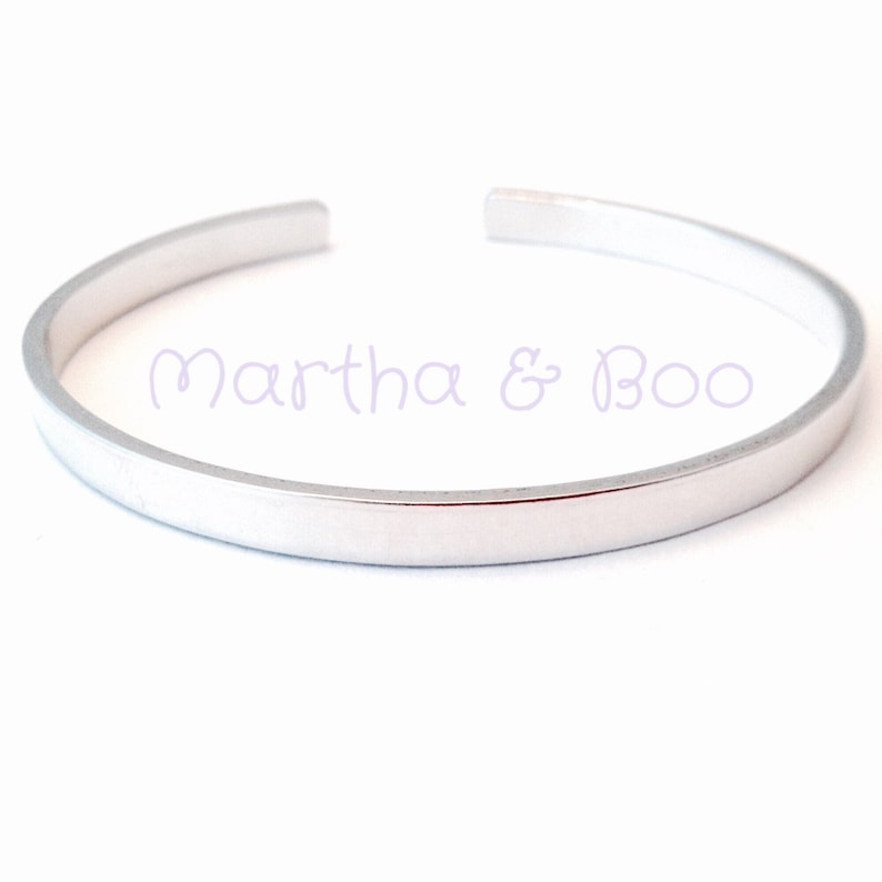 Custom Cuff Bracelet with Hidden Secret Message, Personalise Own Wording, 6mm, 9mm, or 12mm Width, Aluminium or Copper for Men or Women image 5