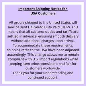 a purple background with the words important shipping notice for usa customers