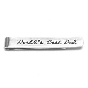 Personalised Tie Bar – Custom Hand Stamped Tie Clip – Aluminium or Copper – Gift for Dad, Groom, Best Man, Birthday or Special Occasion