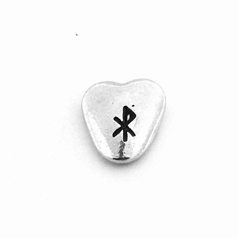 Pewter Heart Pebble Bindrune Love Symbol, Hand Stamped Metal Pocket Hug ...