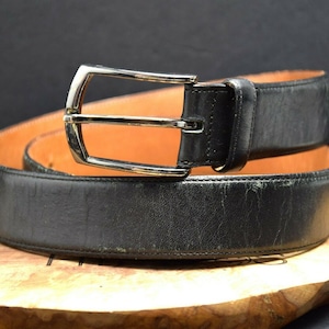Cortefiel Classic Mens Leather Belt Black Size 34