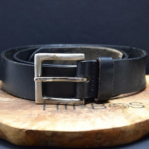 Charles Smith Vintage Mens Belt Leather Hand Crafted Jeans Belt Black Size 38